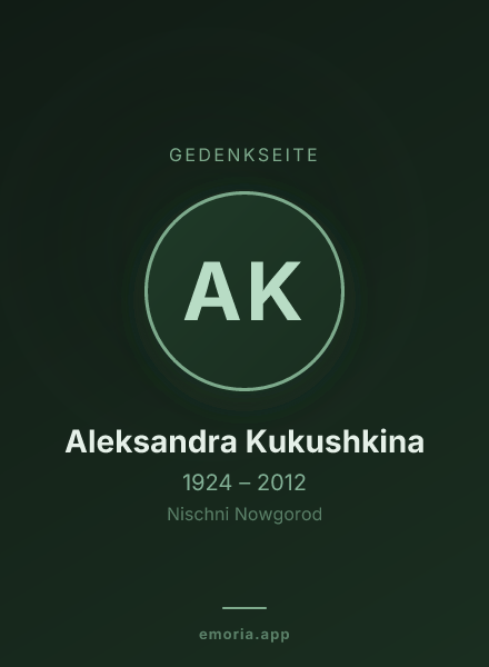 Gedenkportrait von Aleksandra Kukushkina