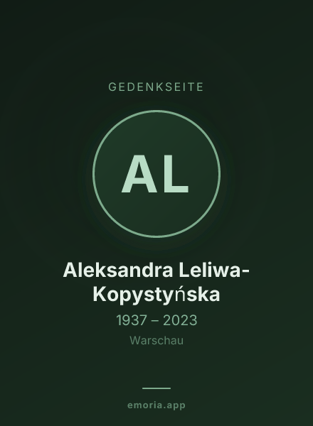Gedenkportrait von Aleksandra Leliwa-Kopystyńska