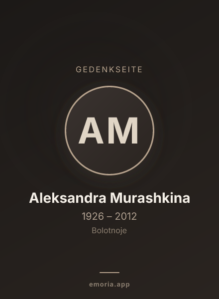 Gedenkportrait von Aleksandra Murashkina