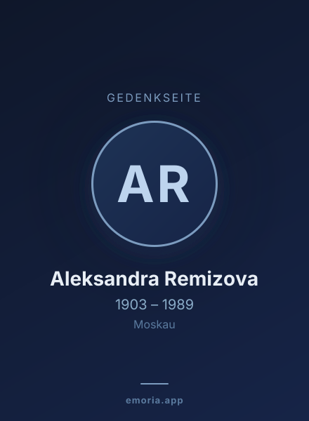 Gedenkportrait von Aleksandra Remizova