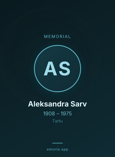 Memorial portrait of Aleksandra Sarv