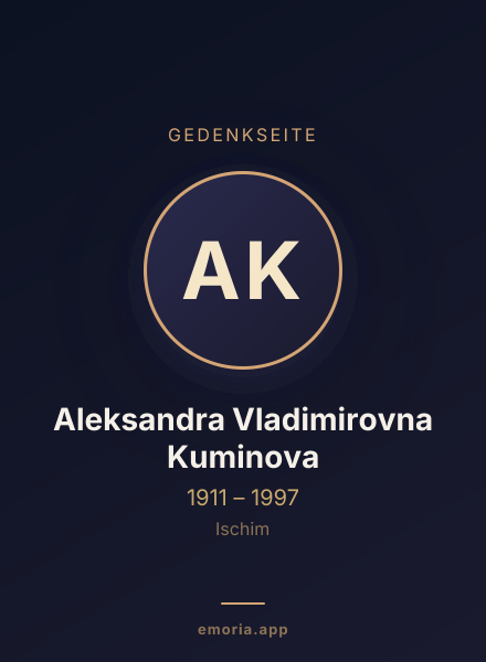 Gedenkportrait von Aleksandra Vladimirovna Kuminova