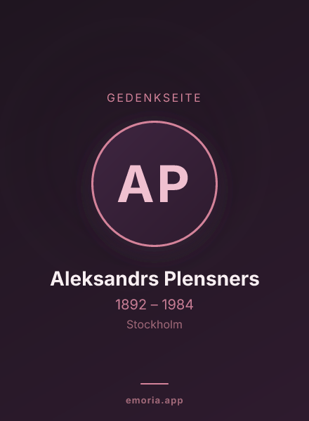 Gedenkportrait von Aleksandrs Plensners