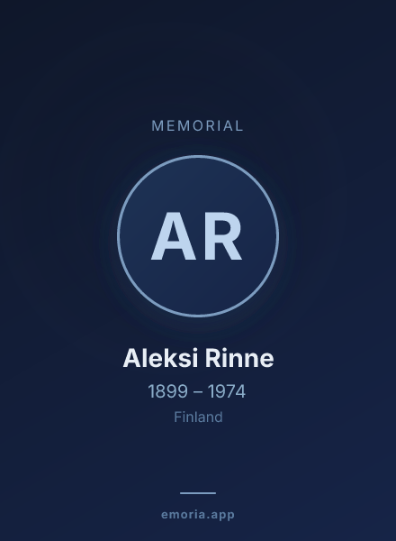 Memorial portrait of Aleksi Rinne
