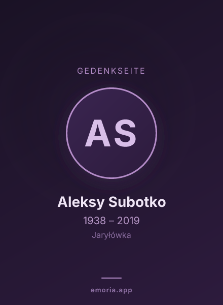 Gedenkportrait von Aleksy Subotko