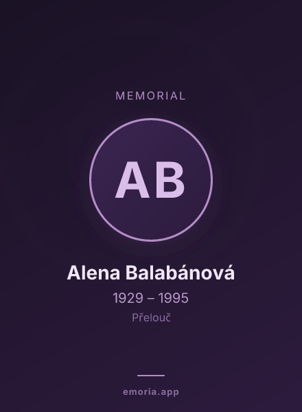 Memorial portrait of Alena Balabánová
