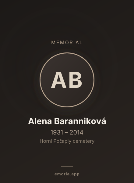 Memorial portrait of Alena Baranniková