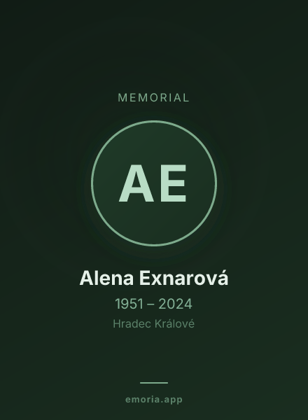 Memorial portrait of Alena Exnarová