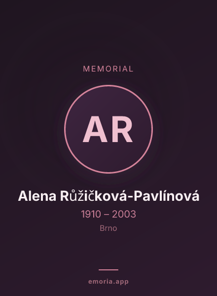 Memorial portrait of Alena Růžičková-Pavlínová