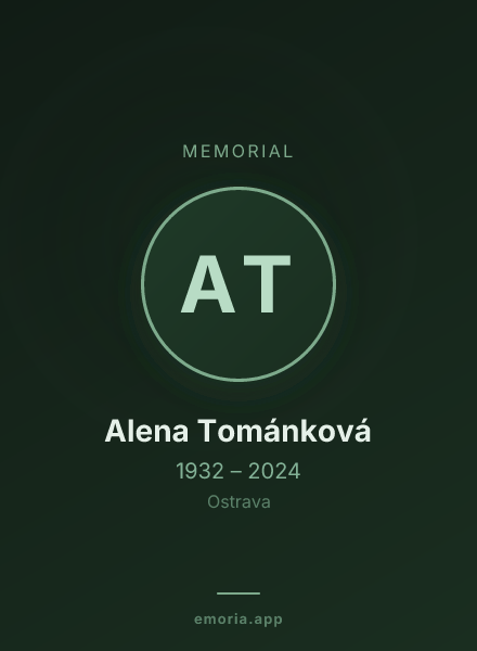Memorial portrait of Alena Tománková
