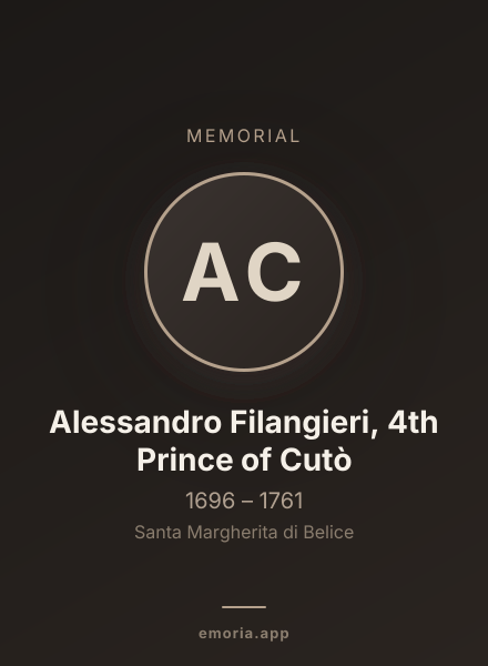 Memorial portrait of Alessandro Filangieri, 4th Prince of Cutò