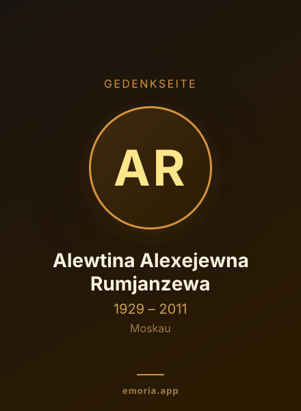 Gedenkportrait von Alewtina Alexejewna Rumjanzewa