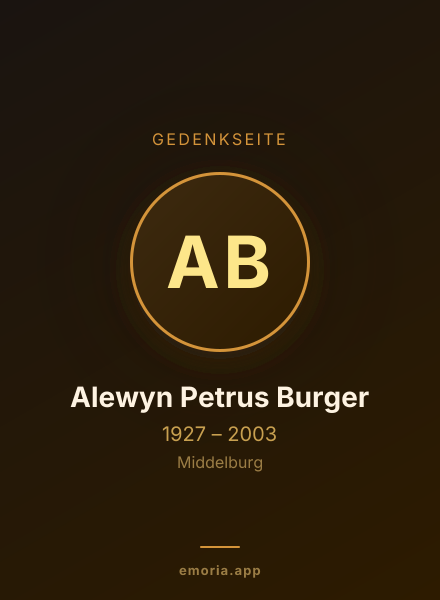 Gedenkportrait von Alewyn Petrus Burger