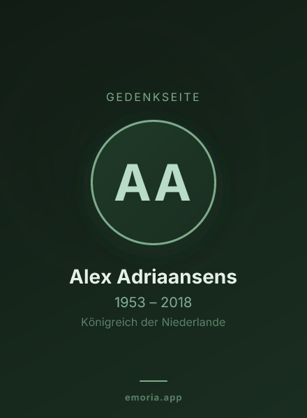 Gedenkportrait von Alex Adriaansens