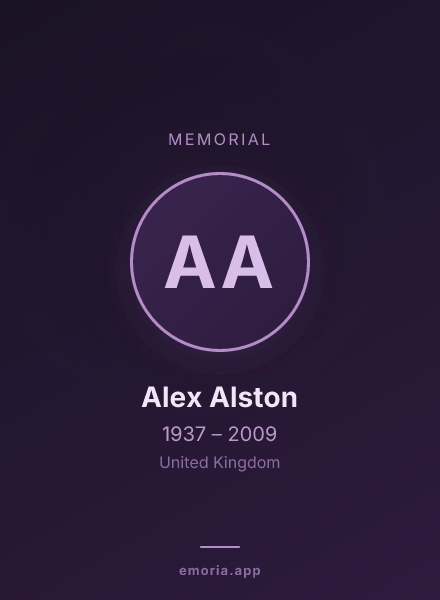 Memorial portrait of Alex Alston