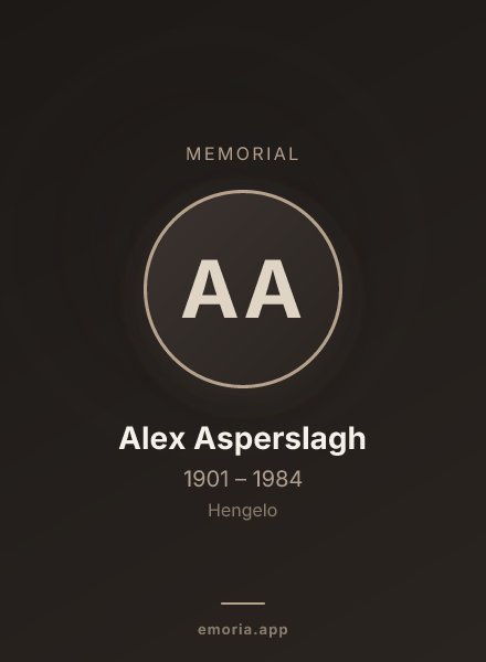 Memorial portrait of Alex Asperslagh