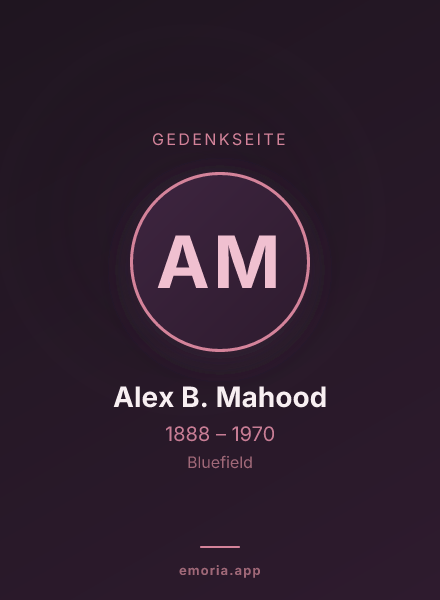 Gedenkportrait von Alex B. Mahood