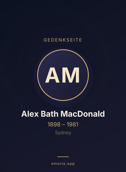 Gedenkportrait von Alex Bath MacDonald