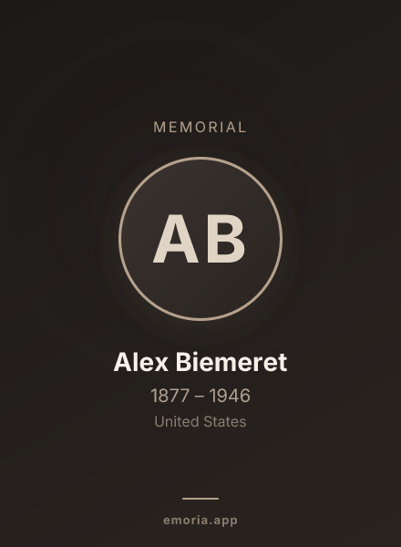 Memorial portrait of Alex Biemeret