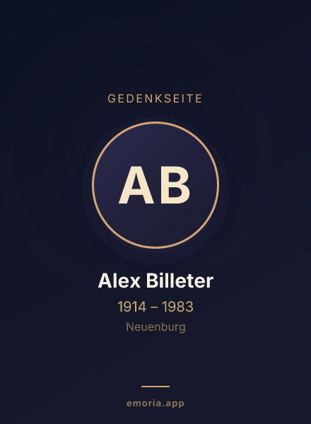 Gedenkportrait von Alex Billeter