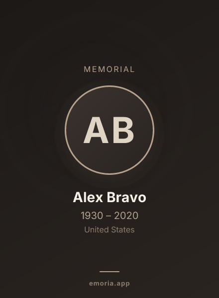 Memorial portrait of Alex Bravo