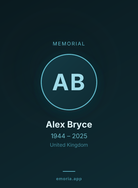 Memorial portrait of Alex Bryce