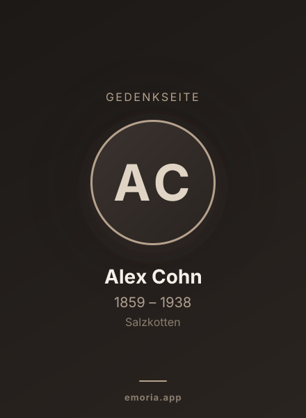 Gedenkportrait von Alex Cohn