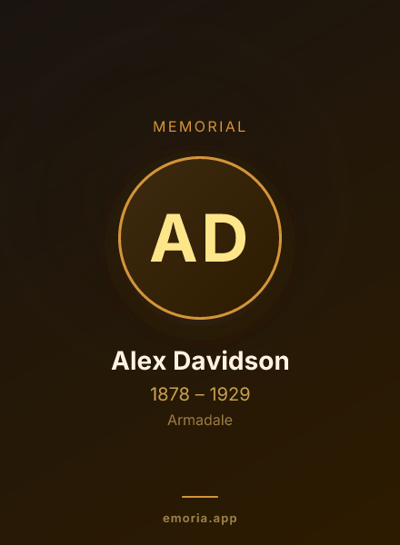 Memorial portrait of Alex Davidson