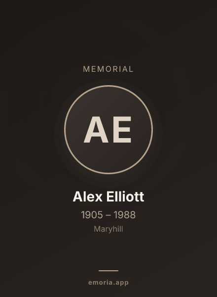 Memorial portrait of Alex Elliott