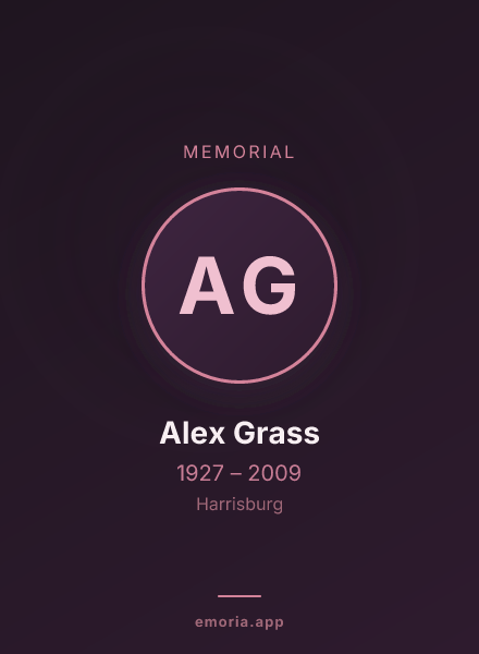 Memorial portrait of Alex Grass