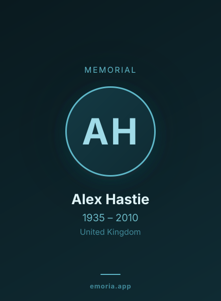 Memorial portrait of Alex Hastie