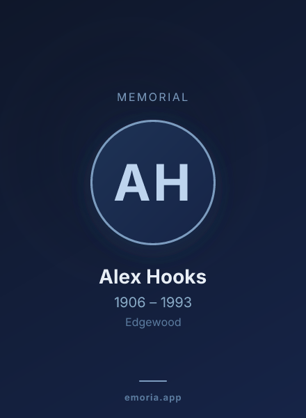 Memorial portrait of Alex Hooks