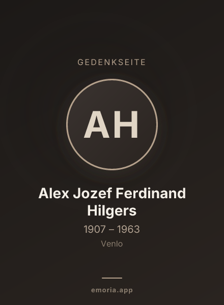 Gedenkportrait von Alex Jozef Ferdinand Hilgers