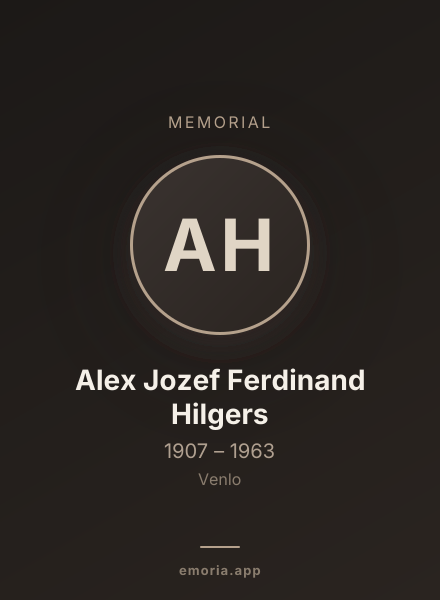 Memorial portrait of Alex Jozef Ferdinand Hilgers