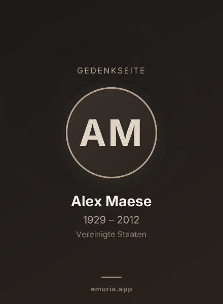 Gedenkportrait von Alex Maese