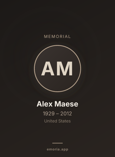 Memorial portrait of Alex Maese