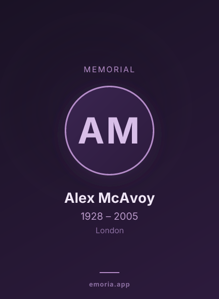 Memorial portrait of Alex McAvoy