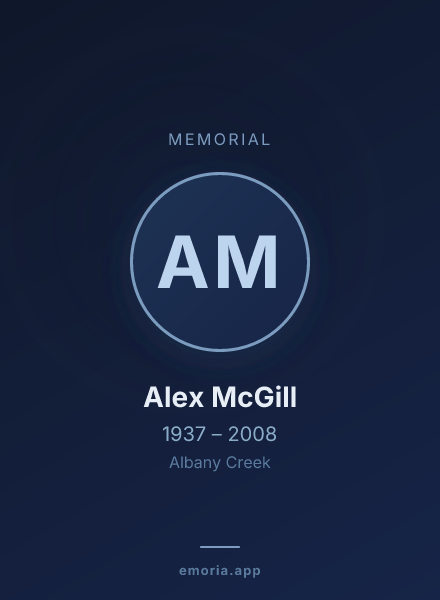 Memorial portrait of Alex McGill
