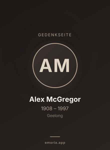 Gedenkportrait von Alex McGregor