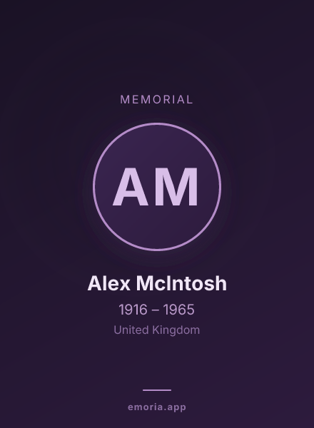 Memorial portrait of Alex McIntosh