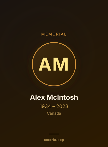 Memorial portrait of Alex McIntosh