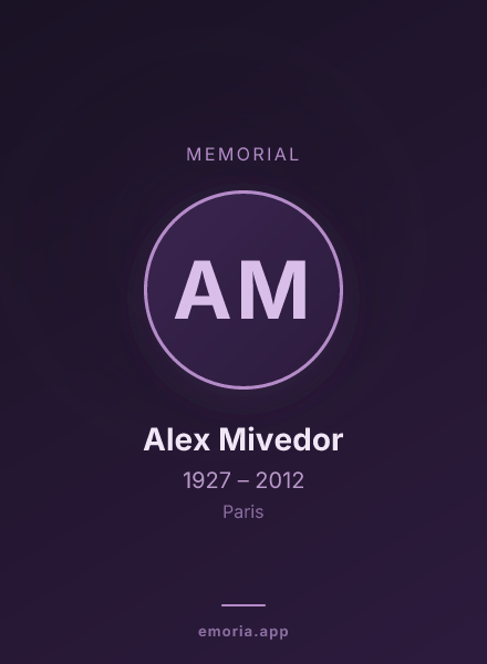 Memorial portrait of Alex Mivedor