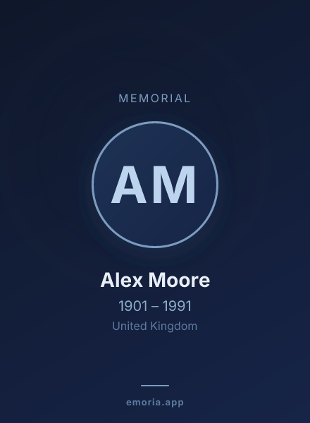 Memorial portrait of Alex Moore
