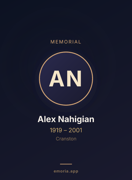 Memorial portrait of Alex Nahigian