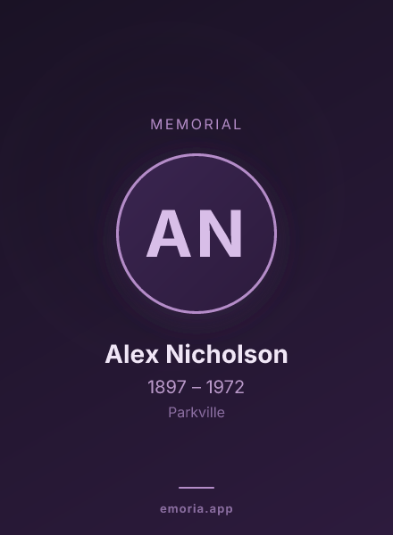 Memorial portrait of Alex Nicholson