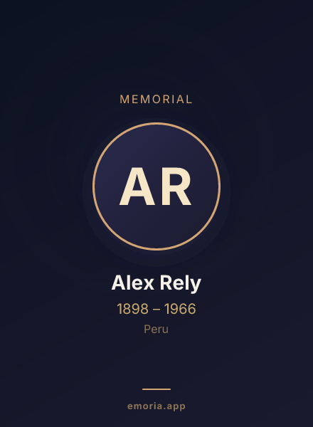 Memorial portrait of Alex Rely