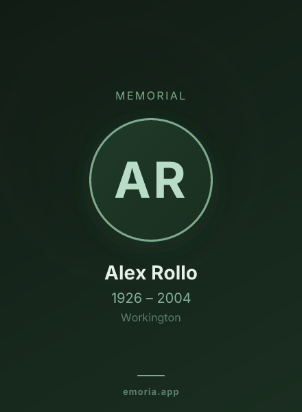 Memorial portrait of Alex Rollo