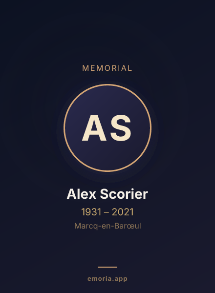 Memorial portrait of Alex Scorier