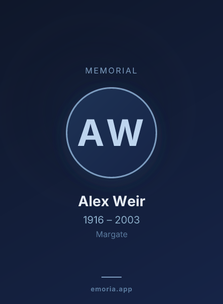 Memorial portrait of Alex Weir