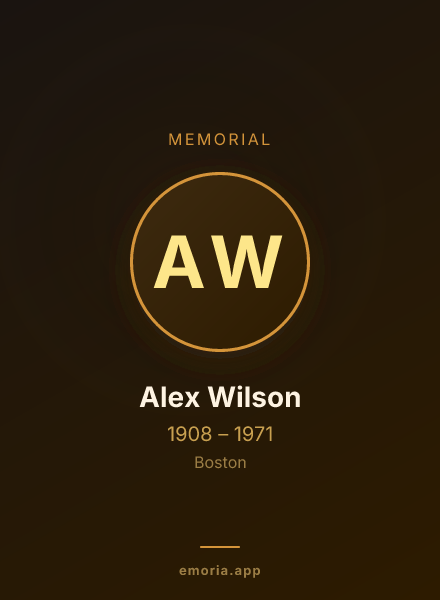 Memorial portrait of Alex Wilson